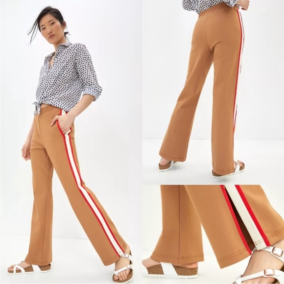Pants - Anthropologie Maeve Tan Red White Martine Ponte Track Trousers Pants Joggers XS